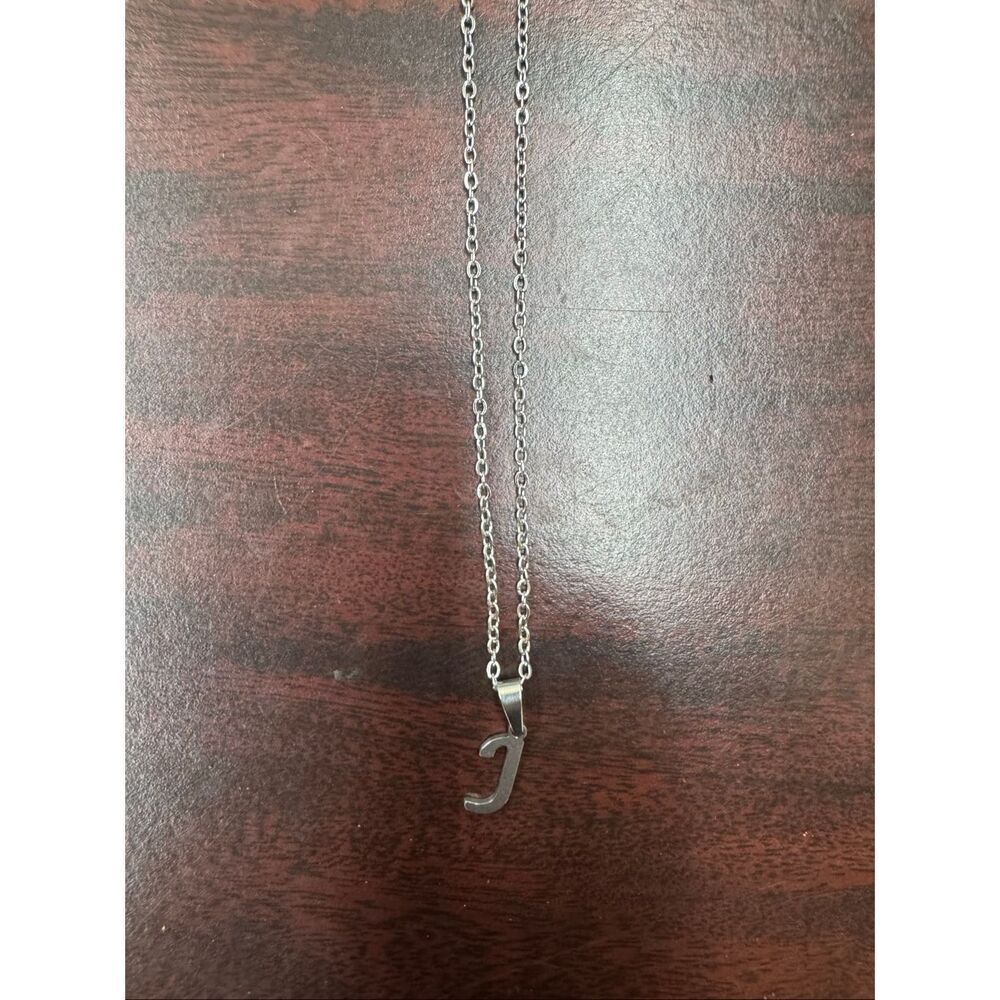 J Initial Silver Necklace - Picture 2 of 3